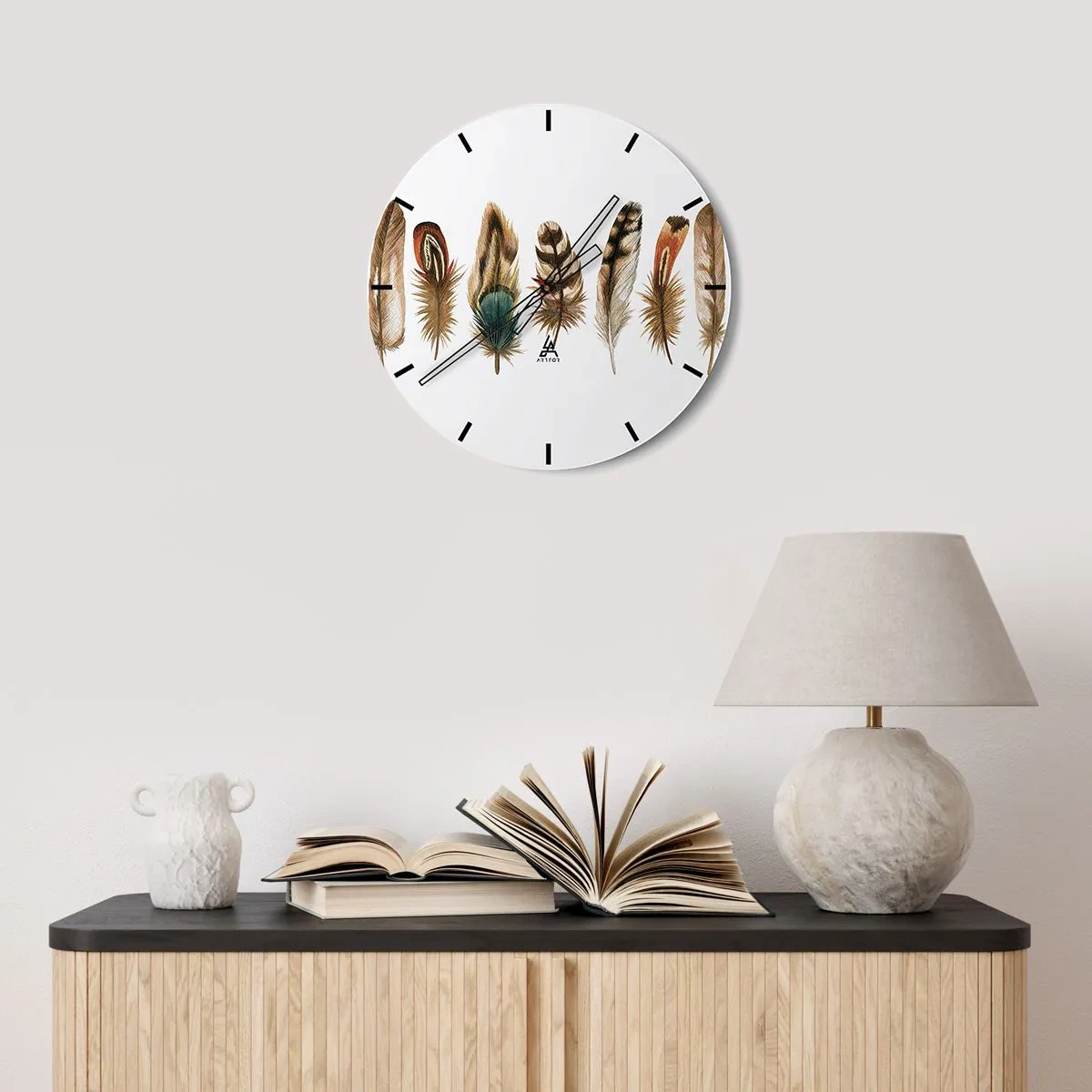 Horloge murale - Pendule murale - Variation à plumes - 30x30 cm