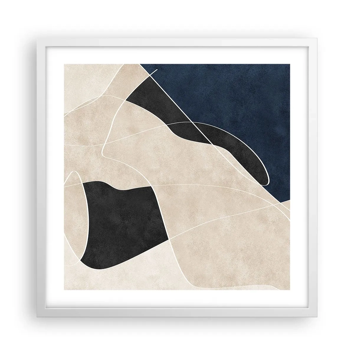 Affiche dans un cadre blanc - Poster - Composition abstraite - contraste de couleurs - 50x50 cm