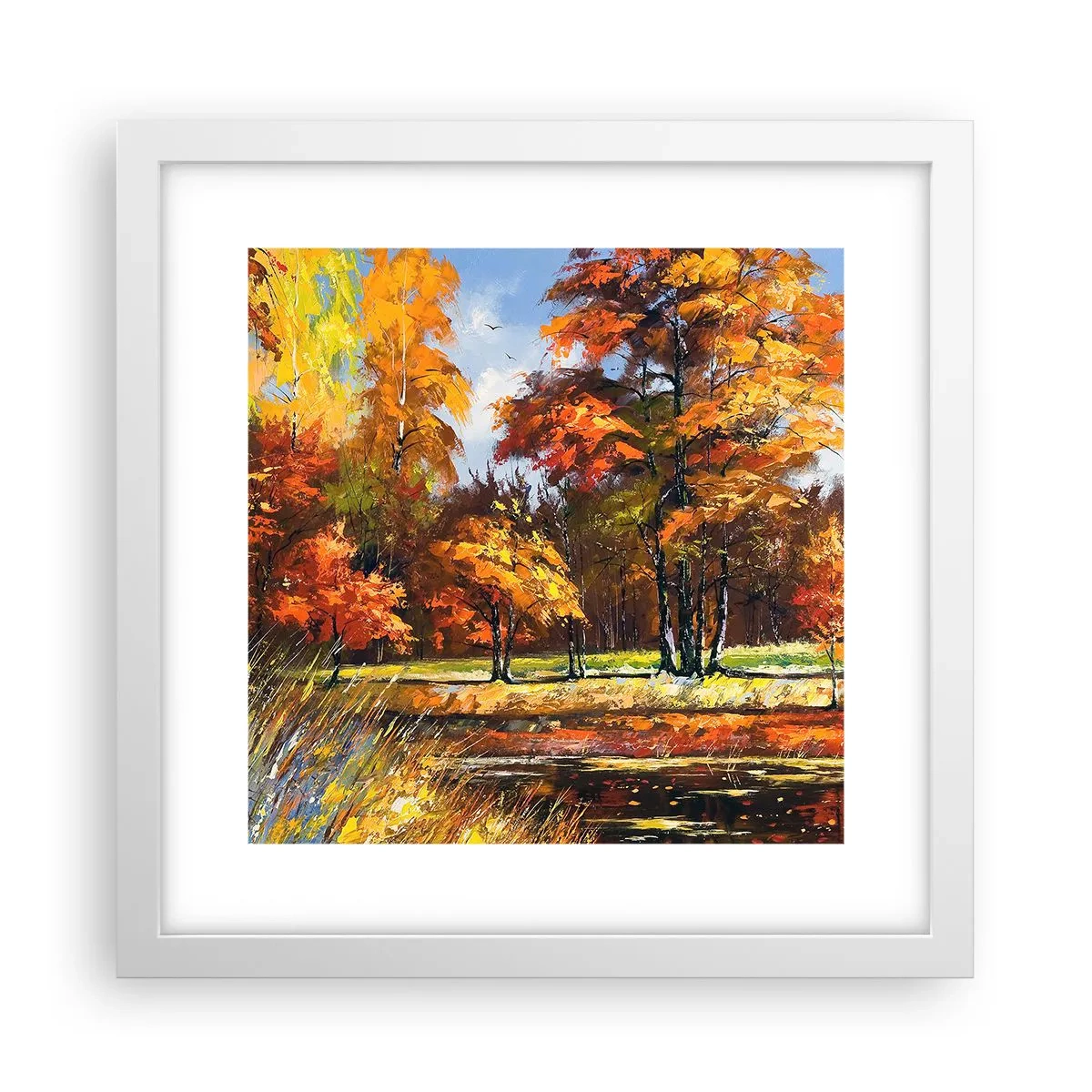 Affiche dans un cadre blanc - Poster - Paysage en or et bronze - 30x30 cm