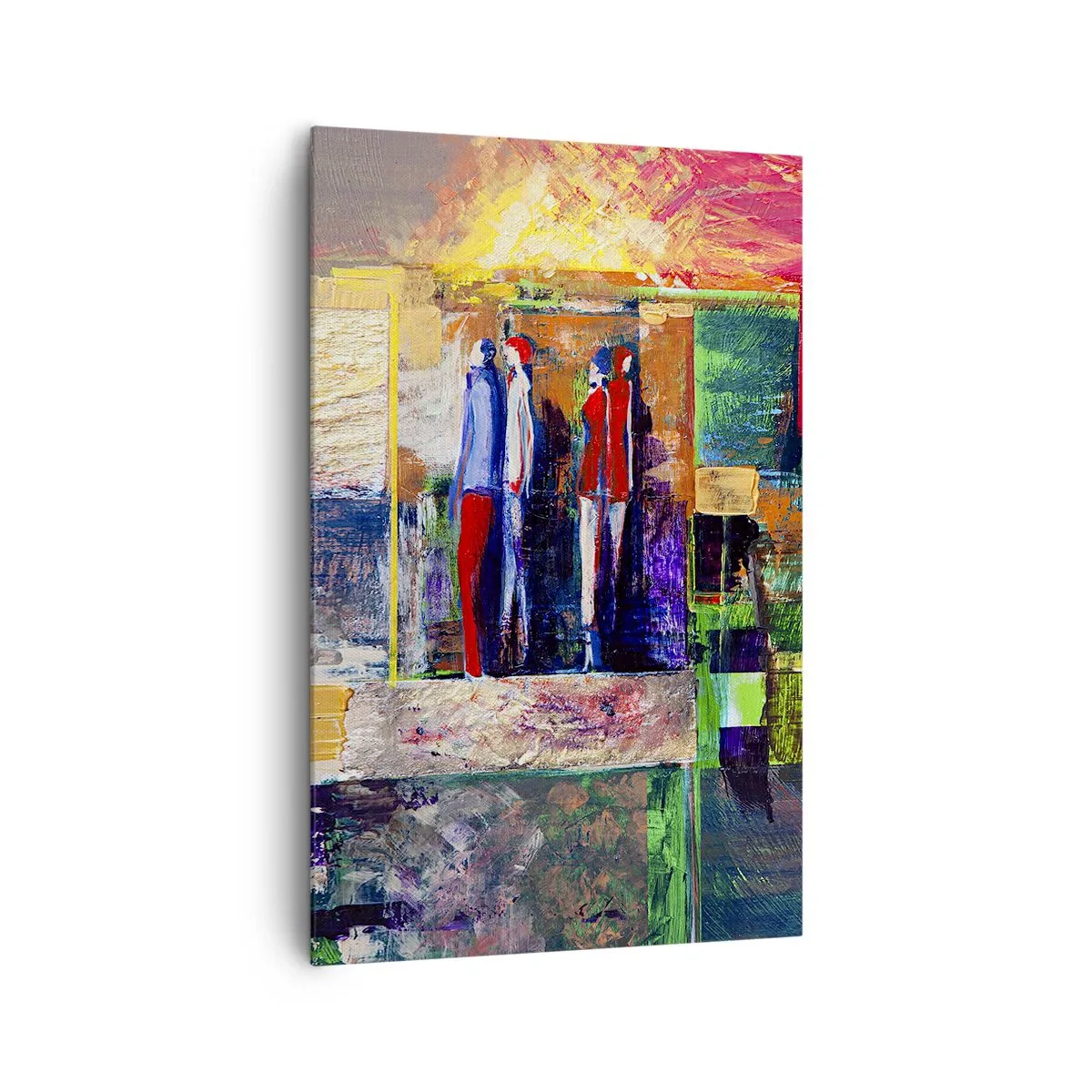 Impression sur toile - Image sur toile - Composition abstraite avec des figures et des motifs géométriques - 80x120cm - Relations et émotions - Décoration murale moderne pour le salon et la chambre ARTTOR