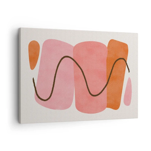 Impression sur toile - Image sur toile - Formes abstraites dans des tons roses et oranges - 70x50cm - mouvement doux des formes - Décoration murale moderne pour le salon et la chambre ARTTOR