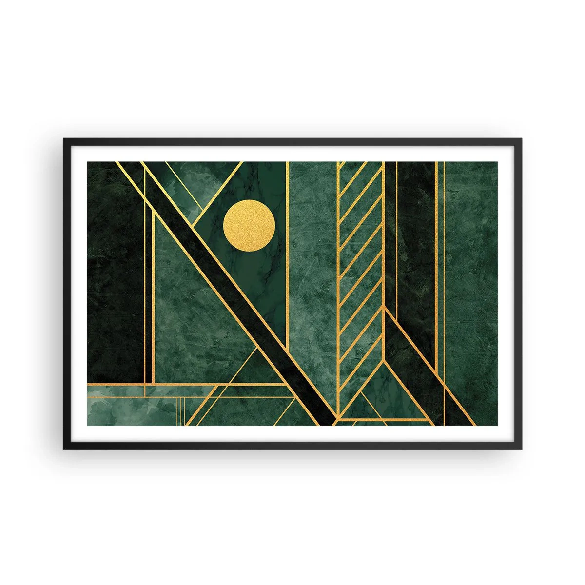Affiche dans un cadre noir - Poster - Dynamique or et azur - 91x61 cm