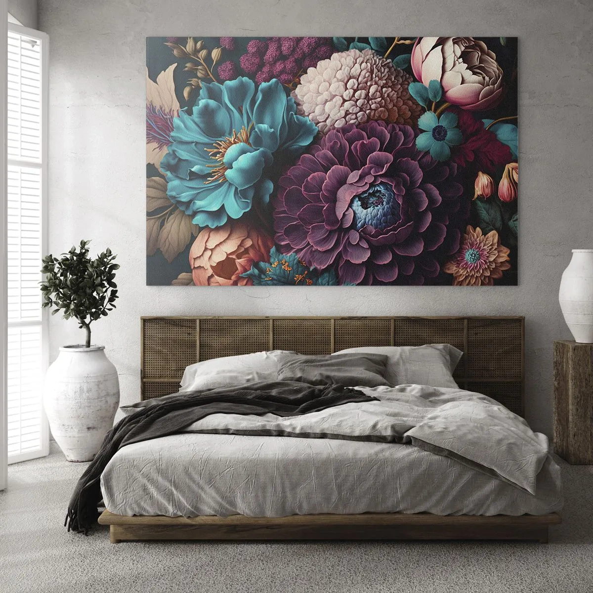 Impression sur verre - Image sur verre - Une riche composition de fleurs aux couleurs intenses - 120x80cm - La nature en abondance - Décoration murale moderne pour le salon et la chambre ARTTOR