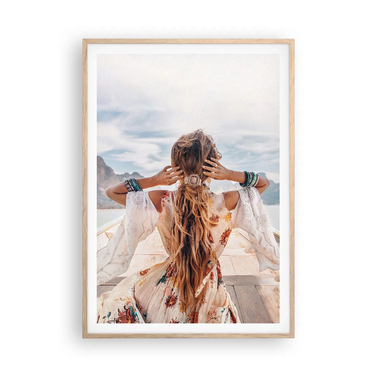 Affiche dans un chêne clair - Poster - En route vers le bonheur - 70x100 cm