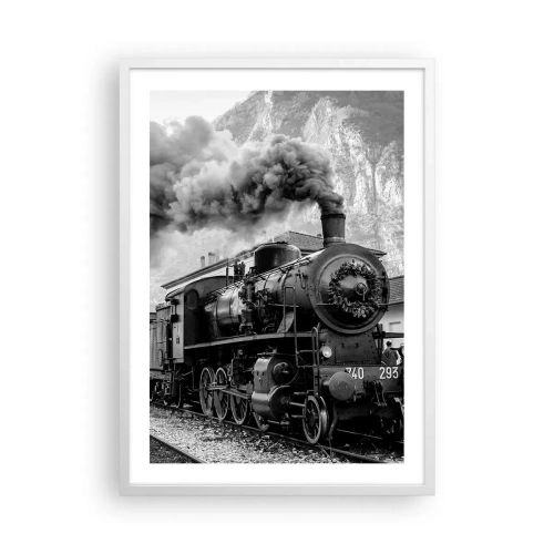 Affiche dans un cadre blanc - Poster - Attend à la gare... - 50x70 cm