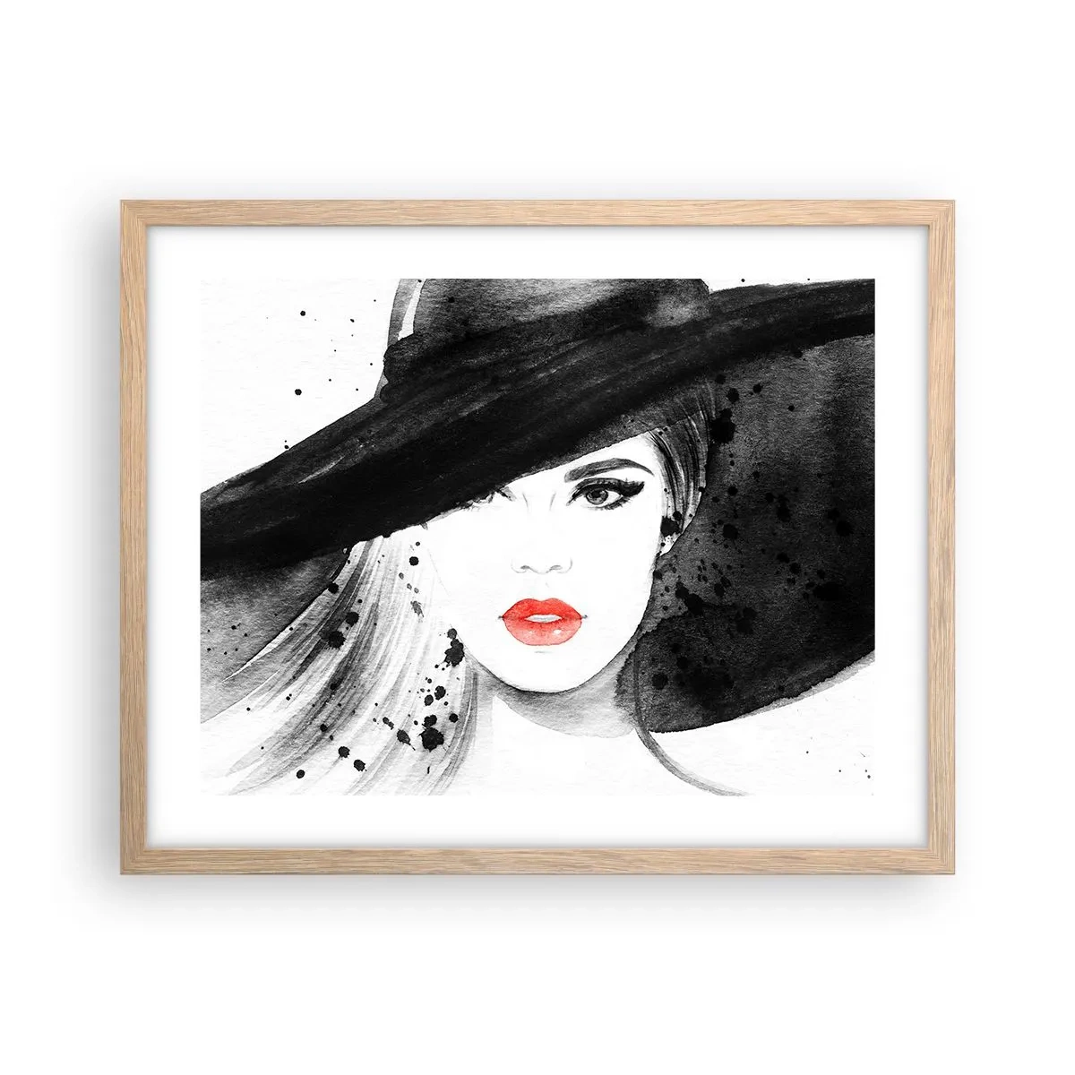 Affiche dans un chêne clair - Poster - Dame en noir - 50x40 cm