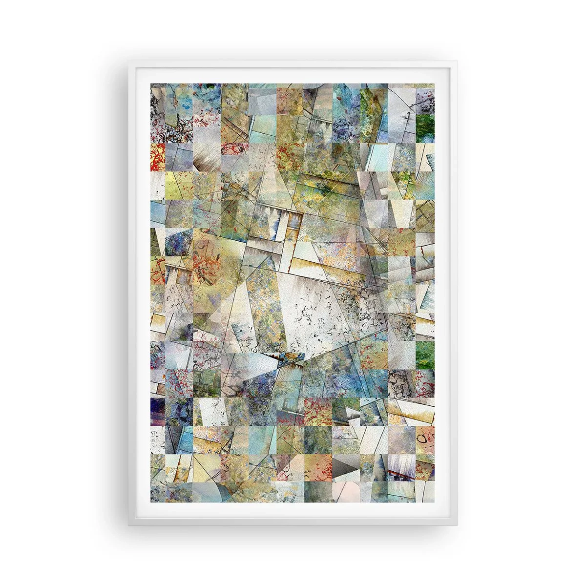 Affiche dans un cadre blanc - Poster - Remaniement géométrique - 70x100 cm