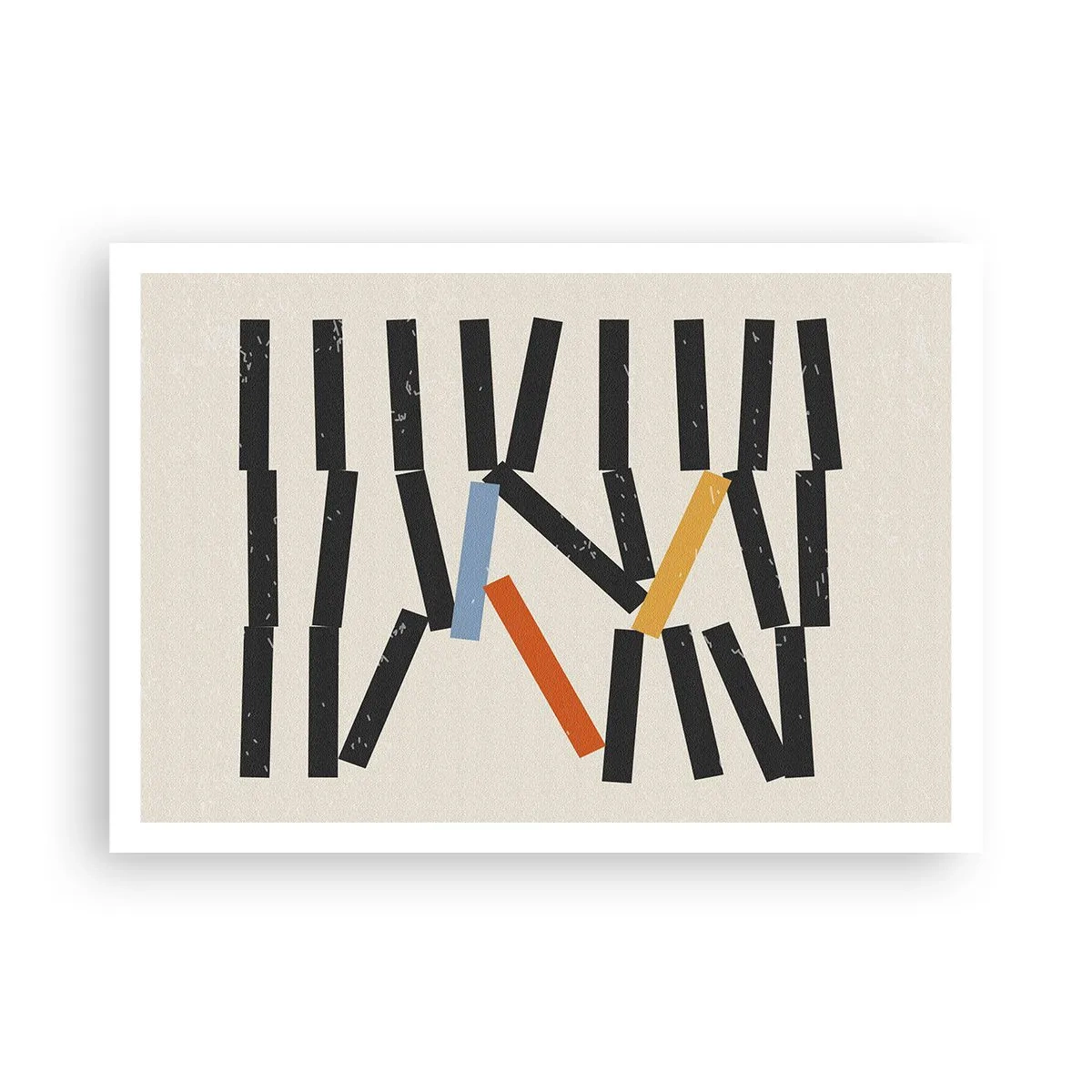 Affiche - Poster - Composition abstraite avec des rectangles colorés et noirs - 100x70cm - Dominos – composition - Décoration murale moderne pour le salon et la chambre ARTTOR
