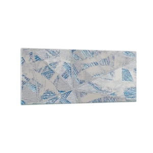 Impression sur verre - Image sur verre - Motifs géométriques dans les tons de bleu et de gris - 120x50cm - Dans un labyrinthe bleu-gris - Décoration murale moderne pour le salon et la chambre ARTTOR