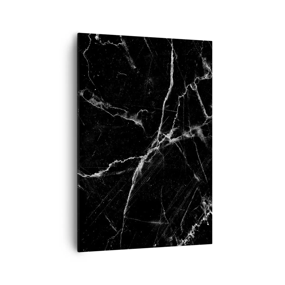 Impression sur toile - Image sur toile - Marbre noir avec des veines blanches dans les détails - 70x100cm - La vie secrète de la pierre - Décoration murale moderne pour le salon et la chambre ARTTOR