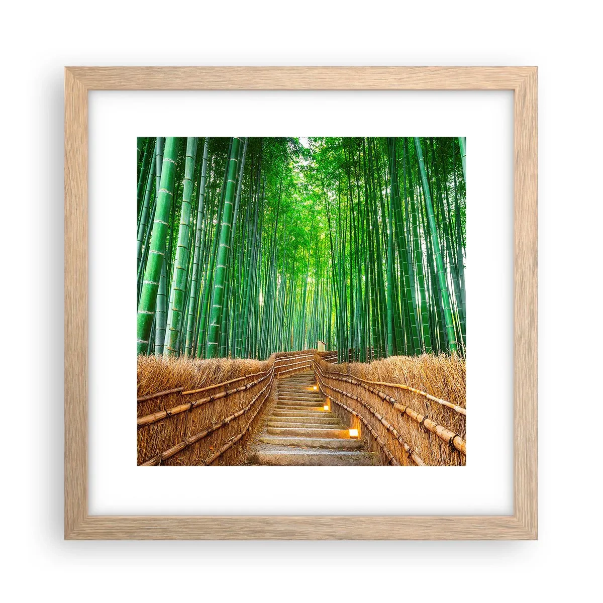 Affiche dans un chêne clair - Poster - L'essence de la nature asiatique - 30x30 cm