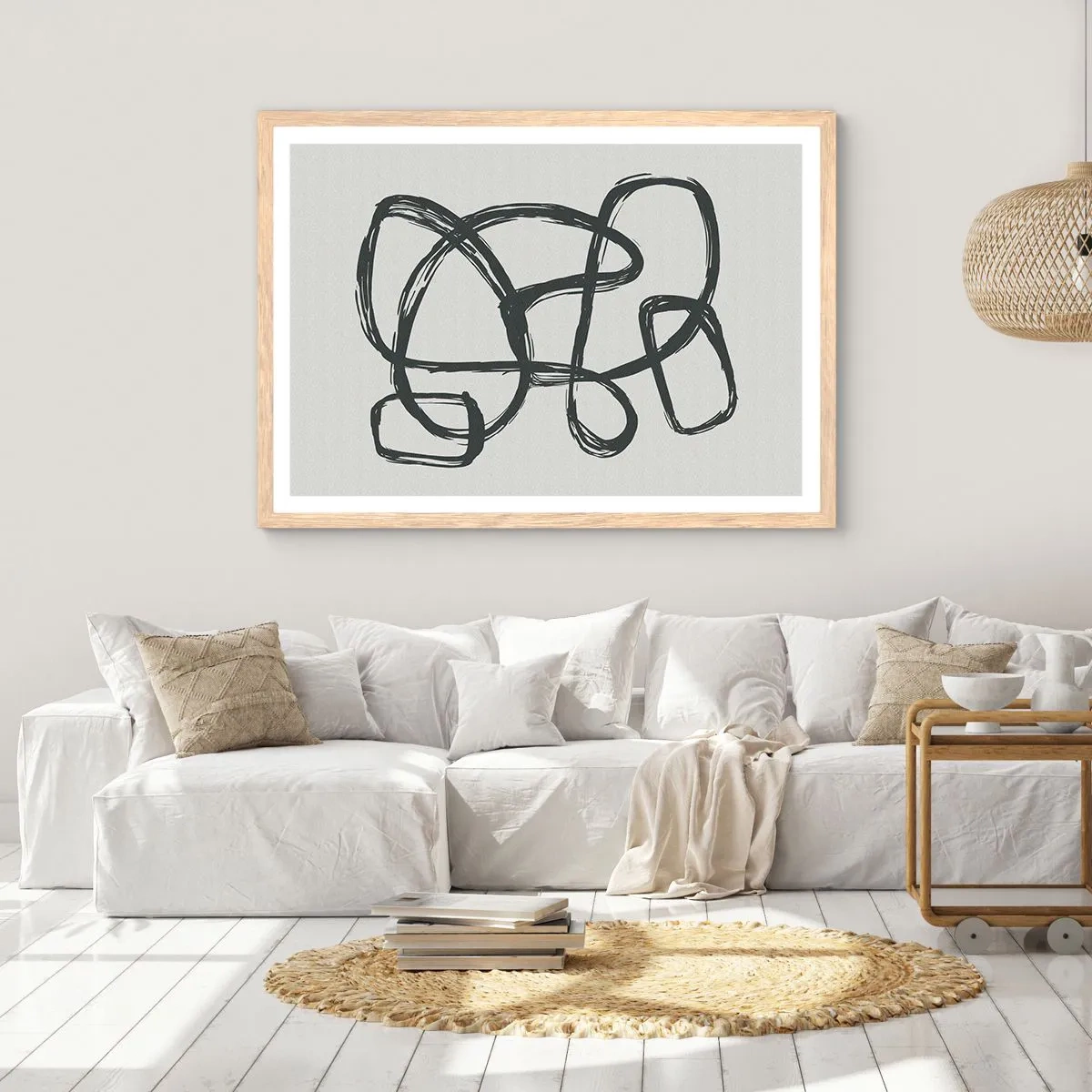 Affiche dans un chêne clair - Poster - Abstraction en boucle - 70x50 cm