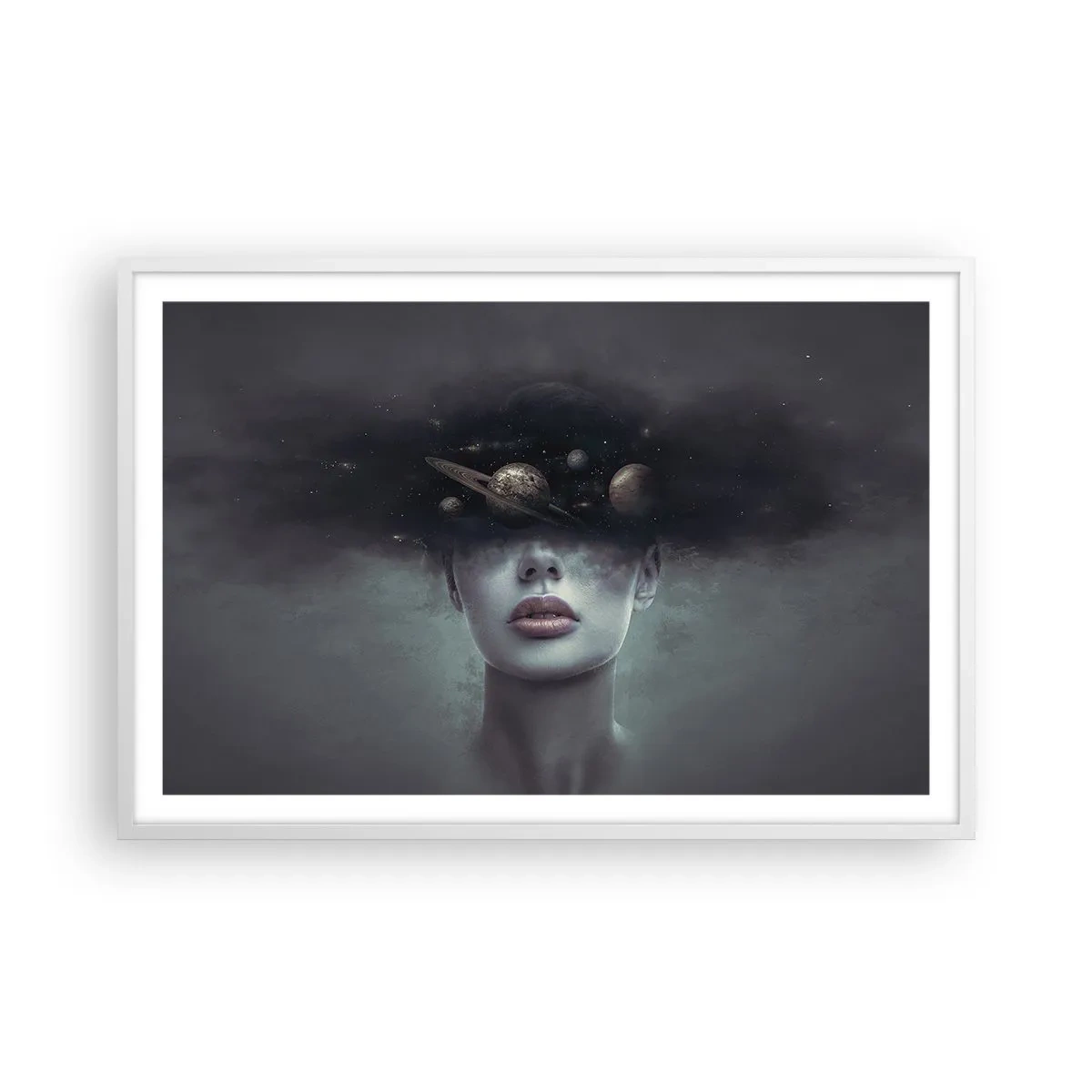 Affiche dans un cadre blanc - Poster - Et les planètes deviennent folles... - 91x61 cm