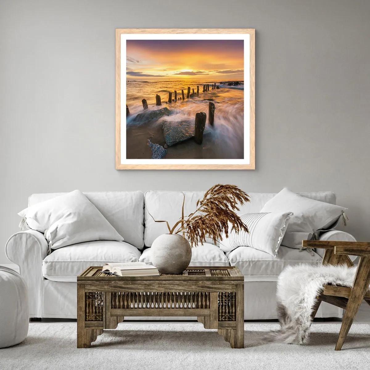 Affiche dans un chêne clair - Poster - La beauté brute de la mer Baltique - 60x60 cm