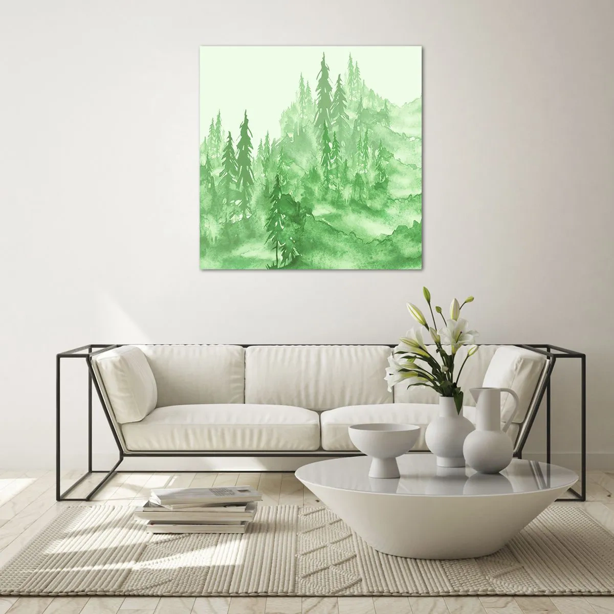 Impression sur verre - Image sur verre - Flou de brouillard vert - 50x50 cm