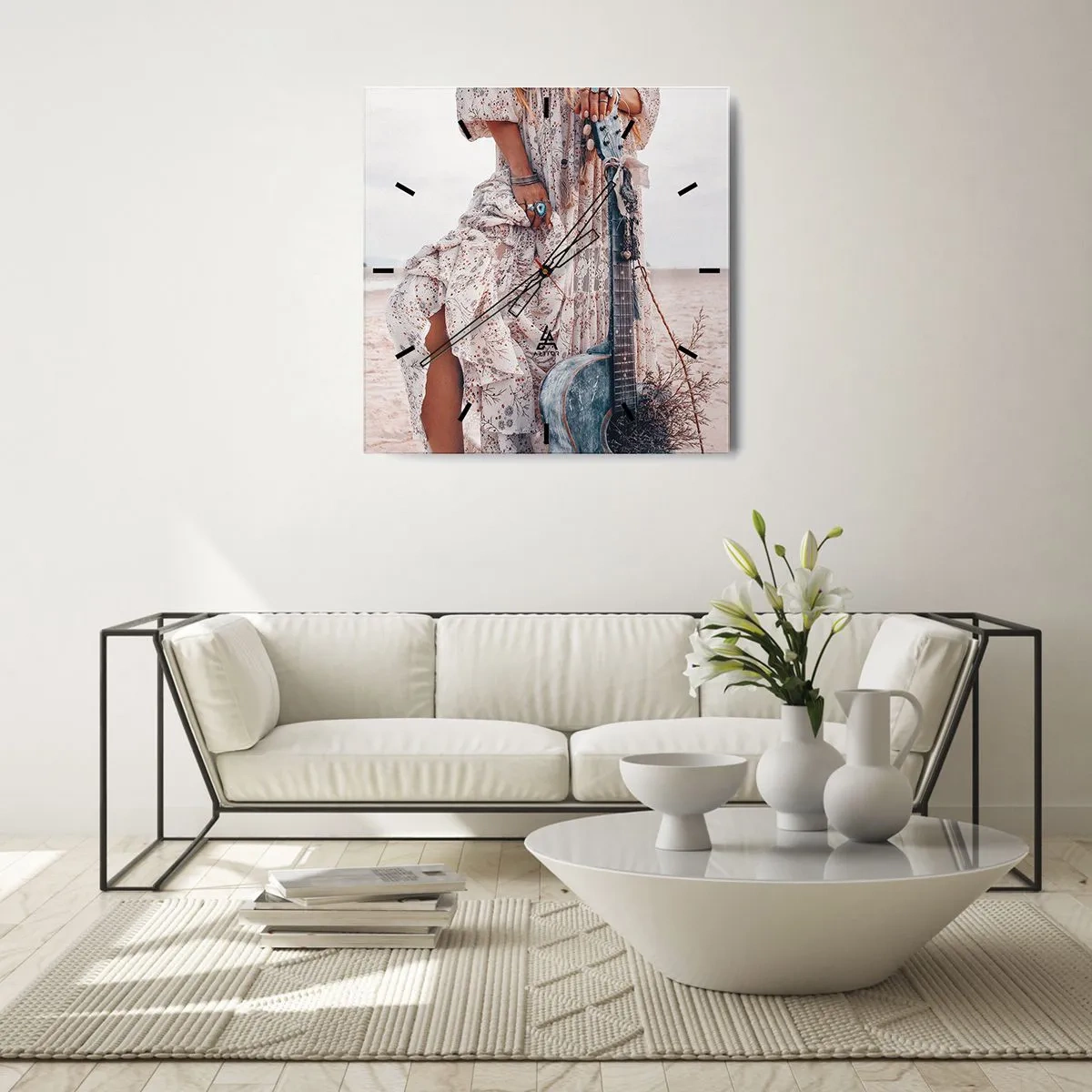 Horloge murale - Pendule murale - Enfant de fleur en route - 40x40 cm