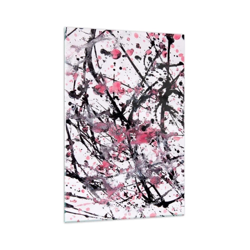 Impression sur verre - Image sur verre - Motif abstrait dans les tons de rose, noir et blanc - 70x100cm - La nature éphémère de la vie - Décoration murale moderne pour le salon et la chambre ARTTOR