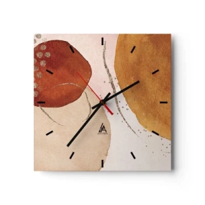 Horloge murale - Pendule murale - Formes abstraites dans des tons chauds de marron et d'or - 30x30cm - Rondeur et mouvement - Décoration murale moderne pour le salon et la chambre ARTTOR