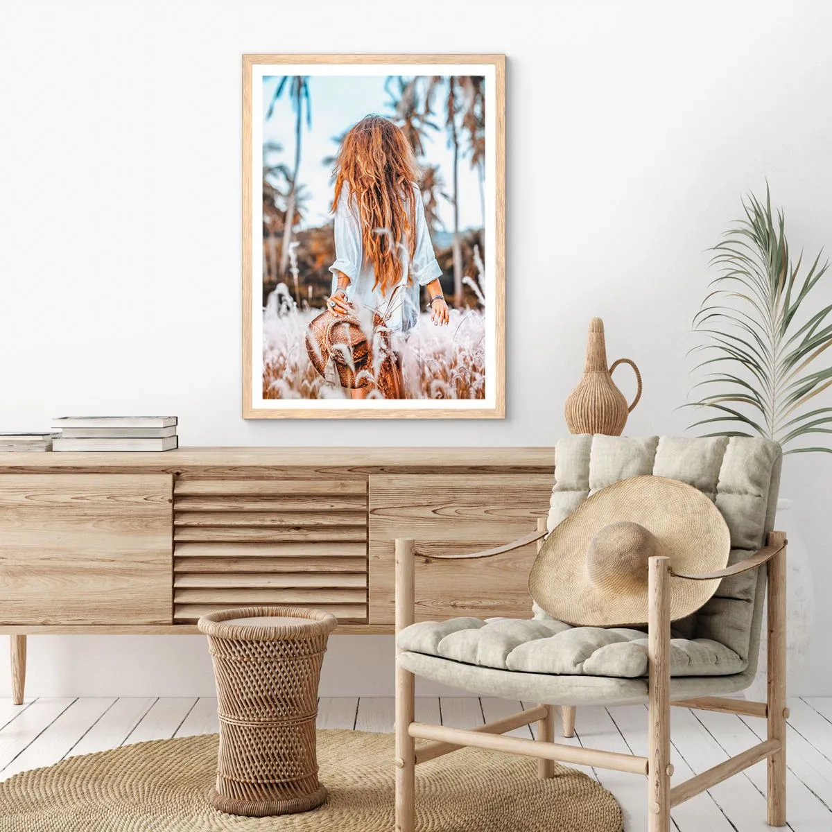 Affiche dans un chêne clair - Poster - Né de peluches d'herbe - 61x91 cm