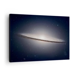 Impression sur toile - Image sur toile - Une galaxie spirale sur fond d'espace étoilé - 70x50cm - Il y a bien longtemps, dans une galaxie très lointaine… - Décoration murale moderne pour le salon et la chambre ARTTOR