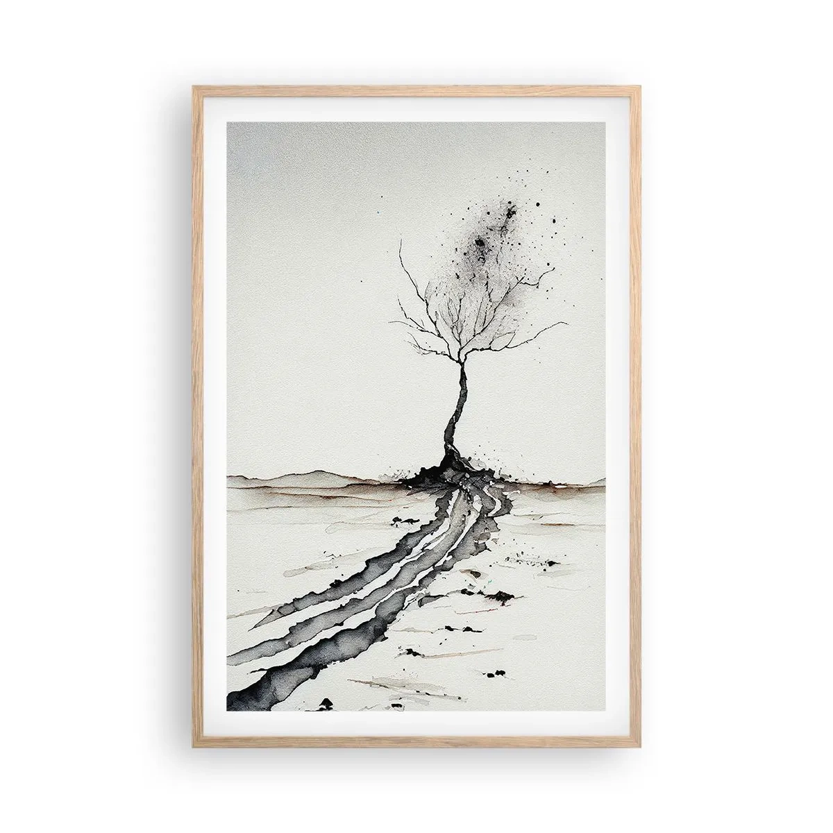 Affiche dans un chêne clair - Poster - Mélancolie hivernale - 61x91 cm
