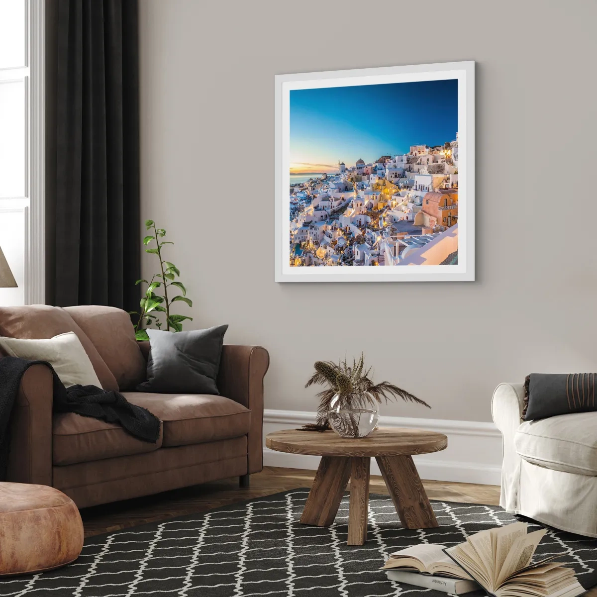 Affiche dans un cadre blanc - Poster - L'essence de la grecque - 40x40 cm