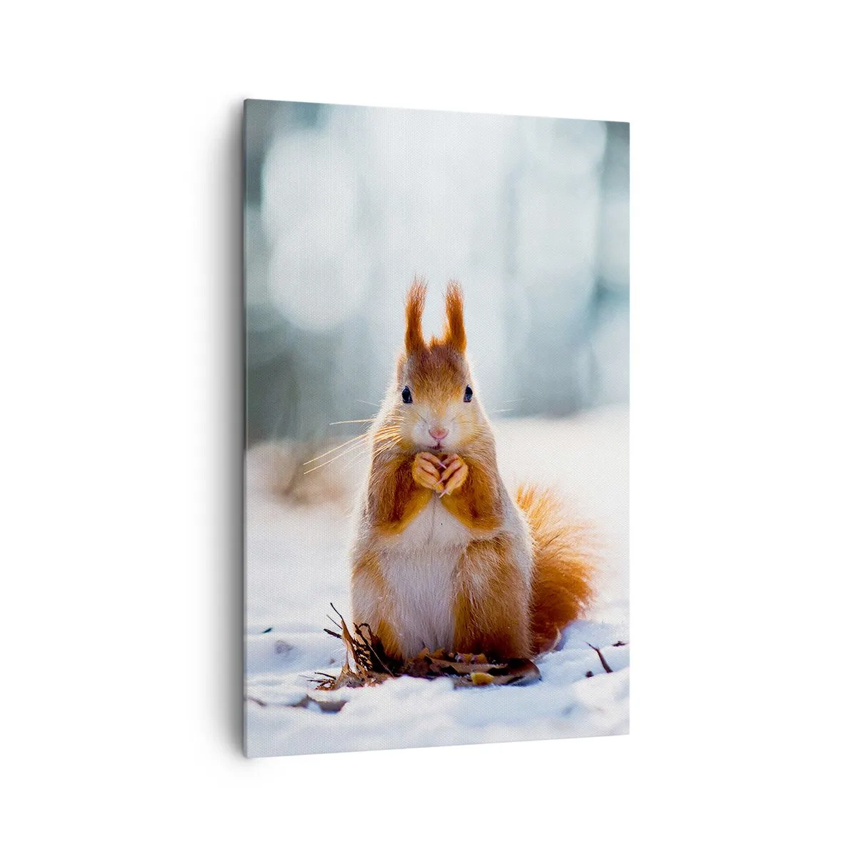 Impression sur toile - Image sur toile - Un écureuil dans un paysage hivernal - 80x120cm - Qu'est ce que tu regardes comme ça? - Décoration murale moderne pour le salon et la chambre ARTTOR