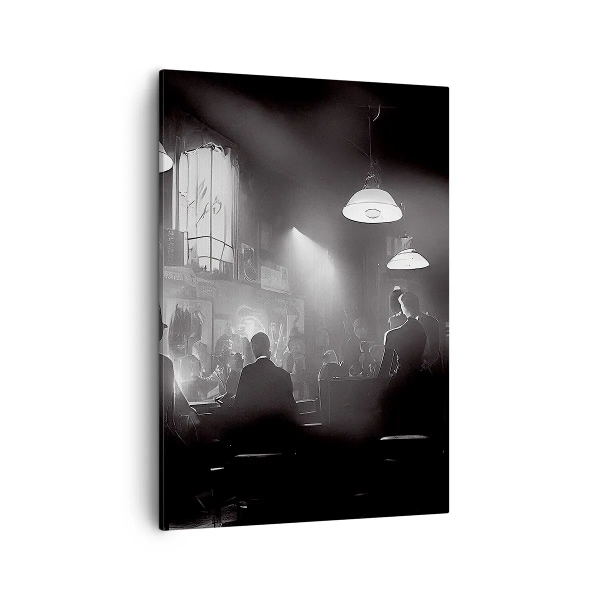Impression sur toile - Image sur toile - Scène de boîte de nuit de jazz en noir et blanc - 50x70cm - Dans une ambiance jazz - Décoration murale moderne pour le salon et la chambre ARTTOR