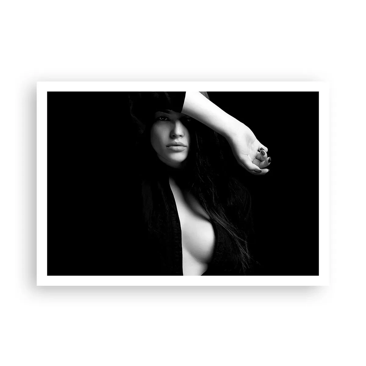 Affiche - Poster - Portrait élégant d'une femme en noir et blanc - 100x70cm - École de séduction - Décoration murale moderne pour le salon et la chambre ARTTOR