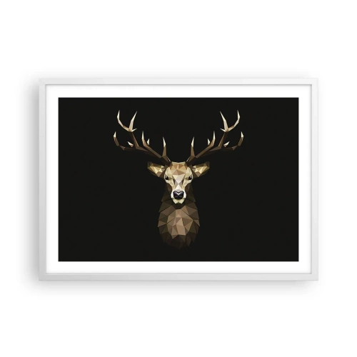 Affiche dans un cadre blanc - Poster - Cerf cubique - 70x50 cm