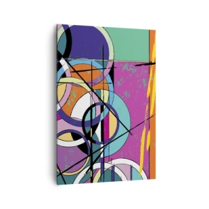 Impression sur toile - Image sur toile - Abstraction colorée avec des cercles géométriques - 70x100cm - Roues sur roues - Décoration murale moderne pour le salon et la chambre ARTTOR