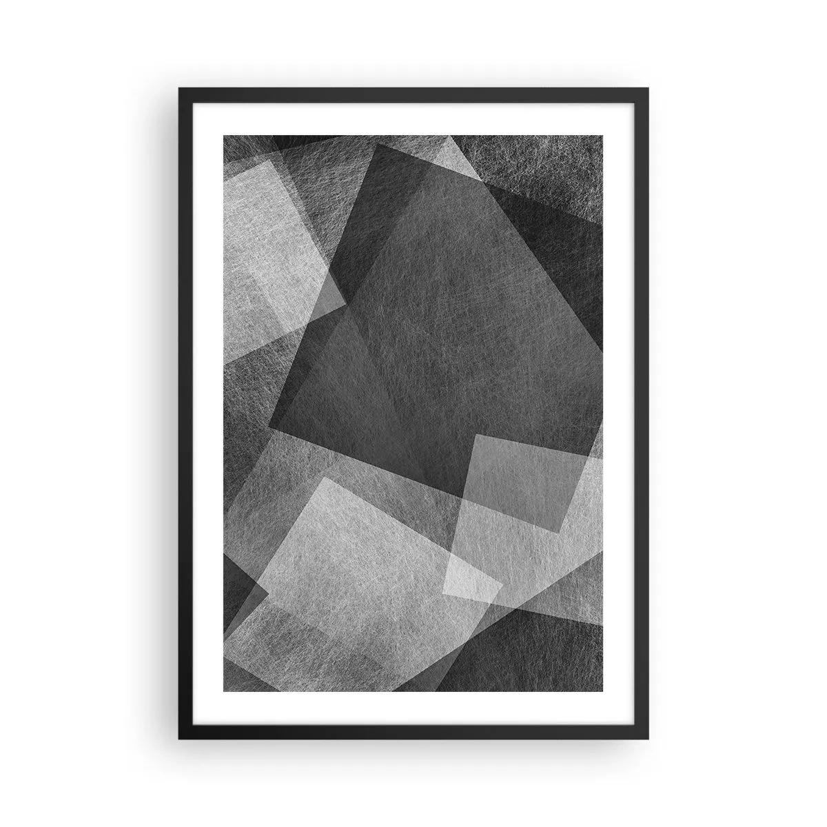 Affiche dans un cadre noir - Poster - Abstraction en noir et blanc avec des formes géométriques - 50x70cm - Le symbole éternel de durabilité et d'ordre - Décoration murale moderne pour le salon et la chambre ARTTOR