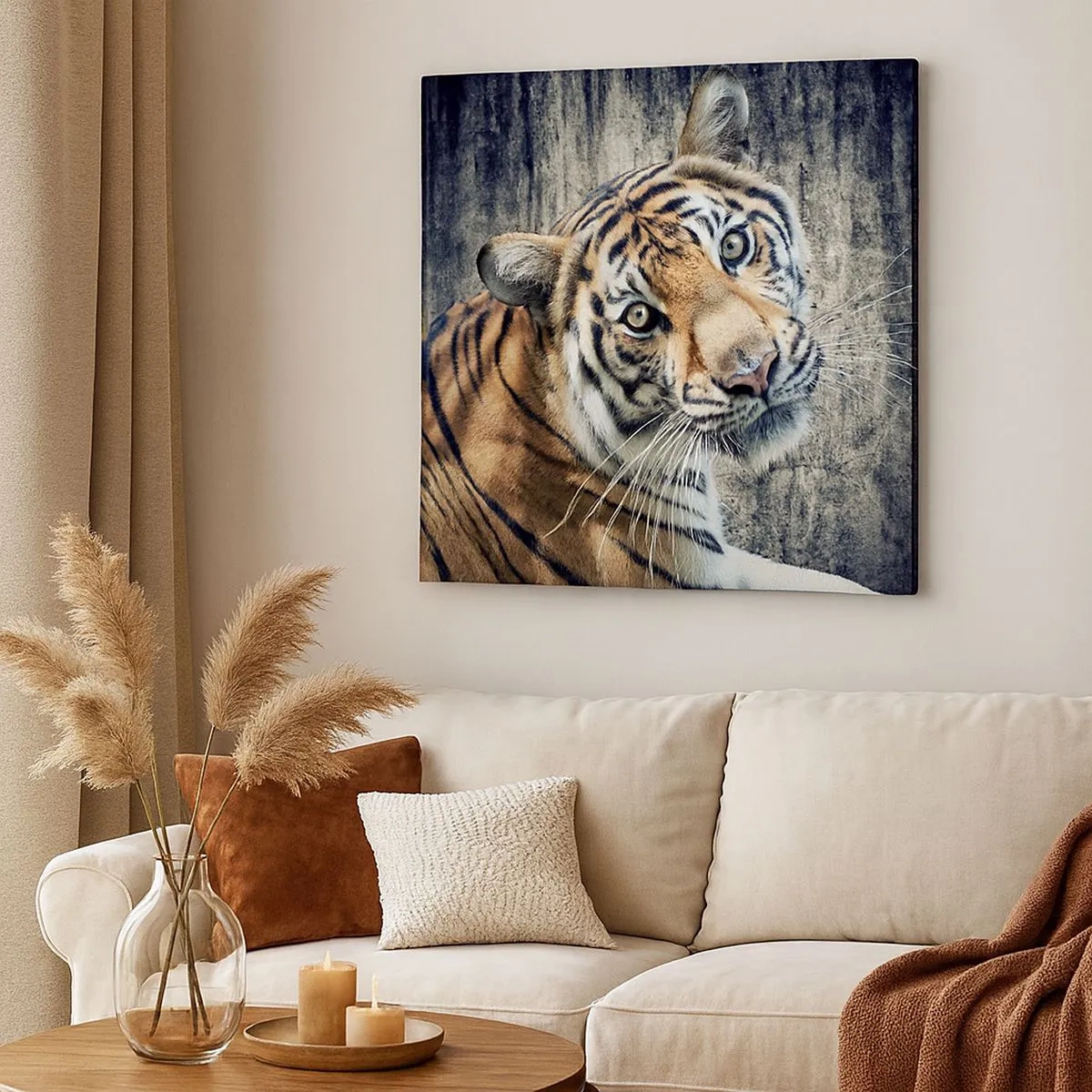 Impression sur toile - Image sur toile - Portrait dans les flots de lumière - 30x30 cm