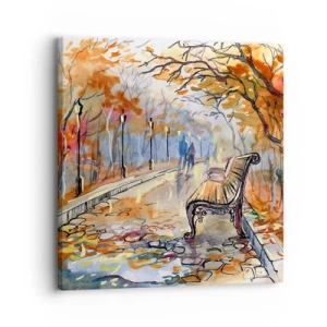 Impression sur toile - Image sur toile - Errer ensemble à l'automne - 30x30 cm