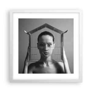 Affiche dans un cadre blanc - Poster - Portrait un peu surréaliste - 40x40 cm