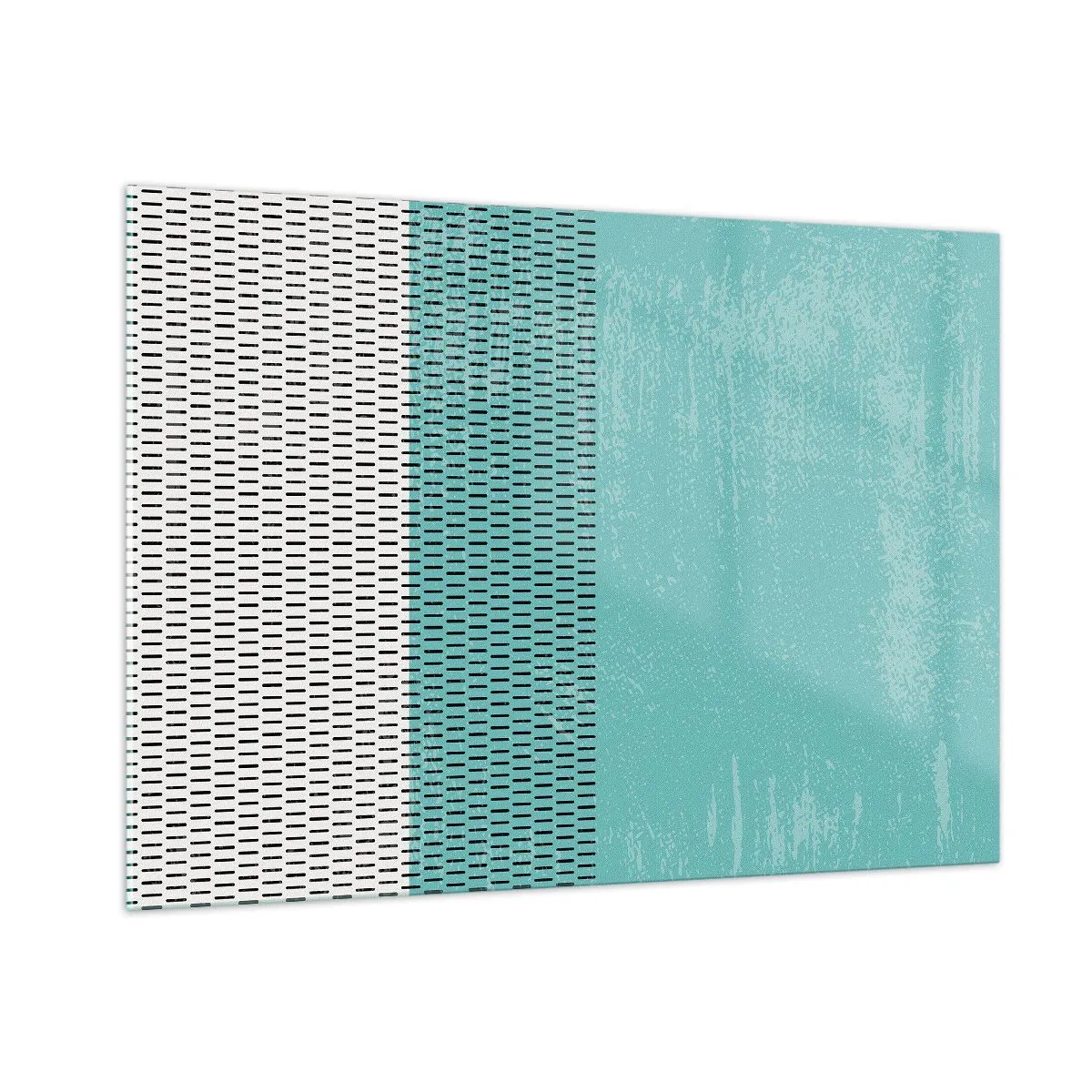 Impression sur verre - Image sur verre - Abstraction moderne aux couleurs turquoise et blanches - 100x70cm - Composition équilibrée - Décoration murale moderne pour le salon et la chambre ARTTOR