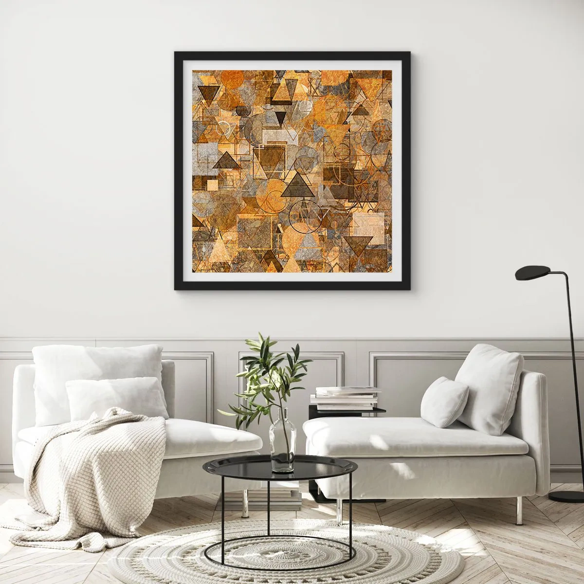 Affiche dans un cadre noir - Poster - Le monde en forme - 40x40 cm