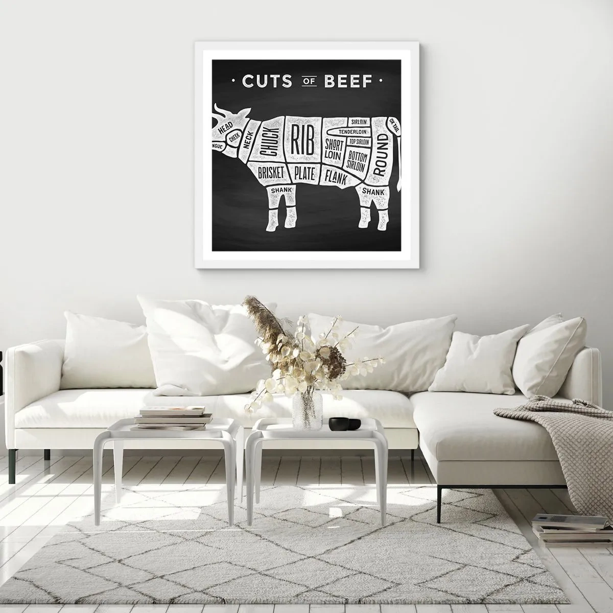 Affiche dans un cadre blanc - Poster - L'art de la découpe - 60x60 cm