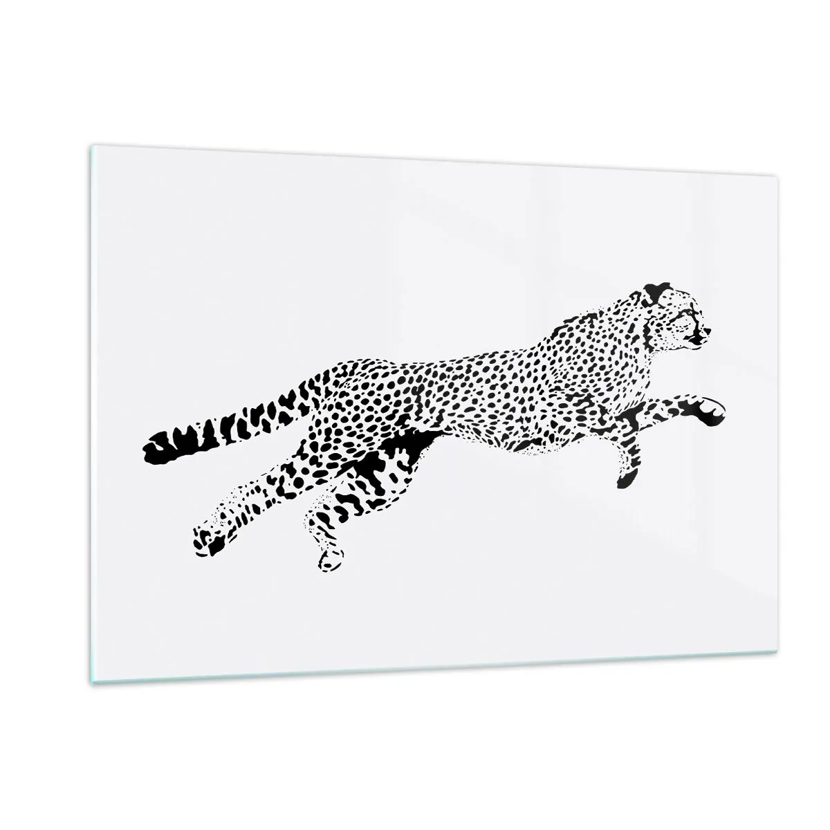 Impression sur verre - Image sur verre - Illustration d'un guépard sauteur - 120x80cm - Le plus rapide sur Terre - Décoration murale moderne pour le salon et la chambre ARTTOR