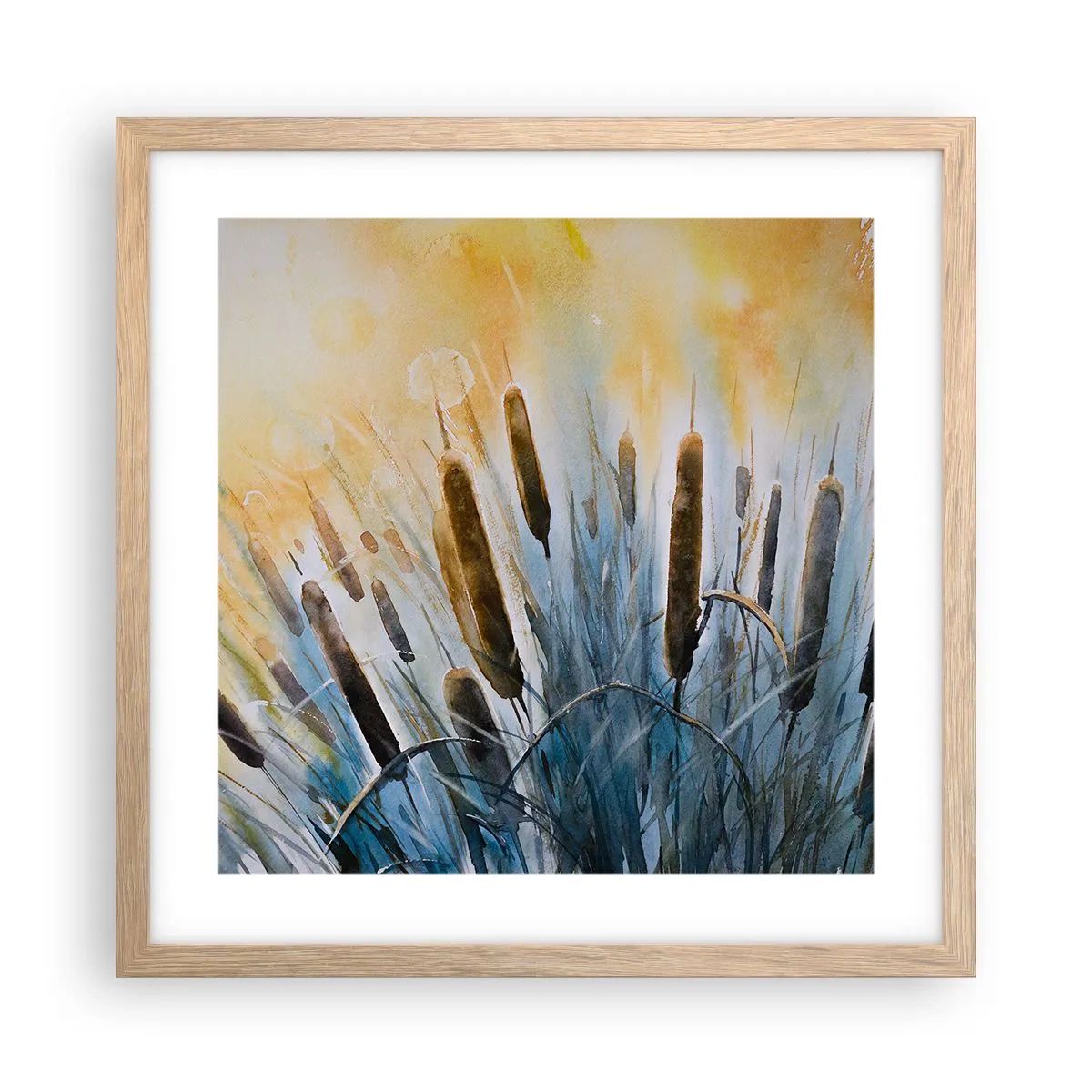 Affiche dans un chêne clair - Poster - Fraicheur de l'eau, chaleur du soleil - 40x40 cm