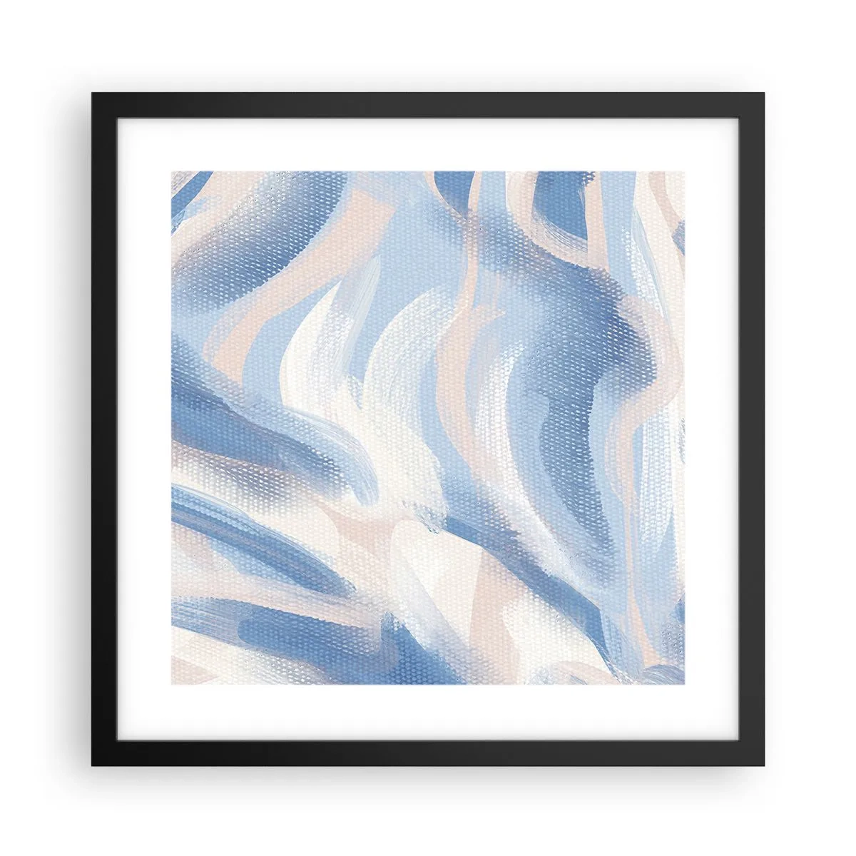 Affiche dans un cadre noir - Poster - Vagues bleues - 40x40 cm