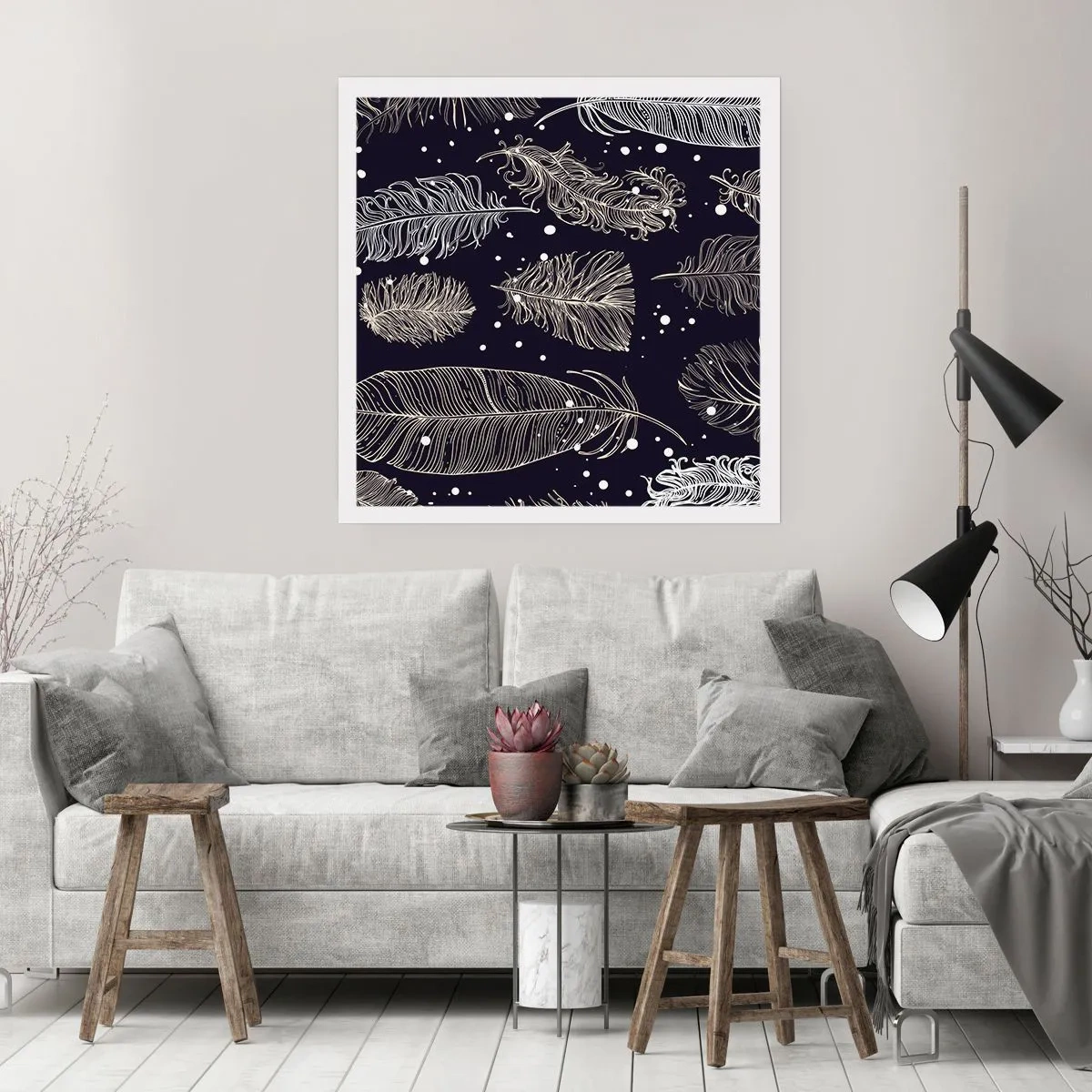 Affiche - Poster - Toile de plumes - 60x60 cm