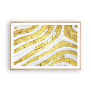 Affiche dans un chêne clair - Poster - Composition en blanc et or - 91x61 cm