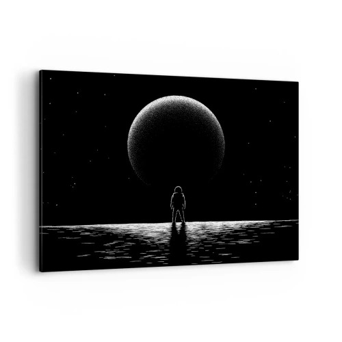 Impression sur toile - Image sur toile - Un astronaute avec en arrière-plan une grande planète dans l'espace - 100x70cm - Face à face - Décoration murale moderne pour le salon et la chambre ARTTOR