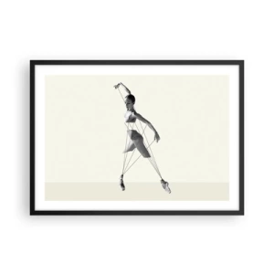 Affiche dans un cadre noir - Poster - Ballerine dans une interprétation géométrique avec des lignes - 70x50cm - Dans le théatre de la vie - Décoration murale moderne pour le salon et la chambre ARTTOR