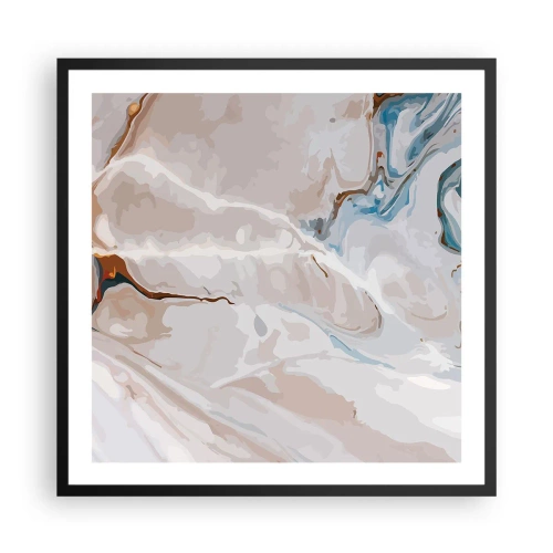 Affiche dans un cadre noir - Poster - Le bleu serpente sous le blanc - 60x60 cm