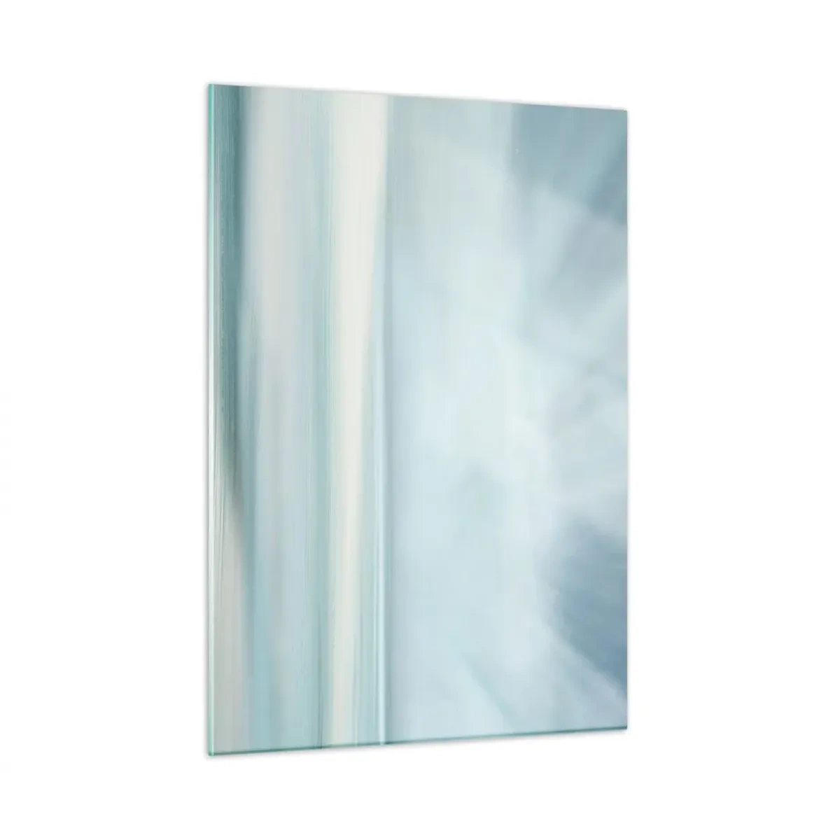 Impression sur verre - Image sur verre - Abstraction floue dans les tons de bleu, blanc et gris - 50x70cm - Paix à l'horizon - Décoration murale moderne pour le salon et la chambre ARTTOR