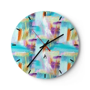 Horloge murale - Pendule murale - Coups de peinture abstraits aux couleurs vives - 30x30cm - Labyrinthe reluisant - Décoration murale moderne pour le salon, la cuisine et la chambre ARTTOR