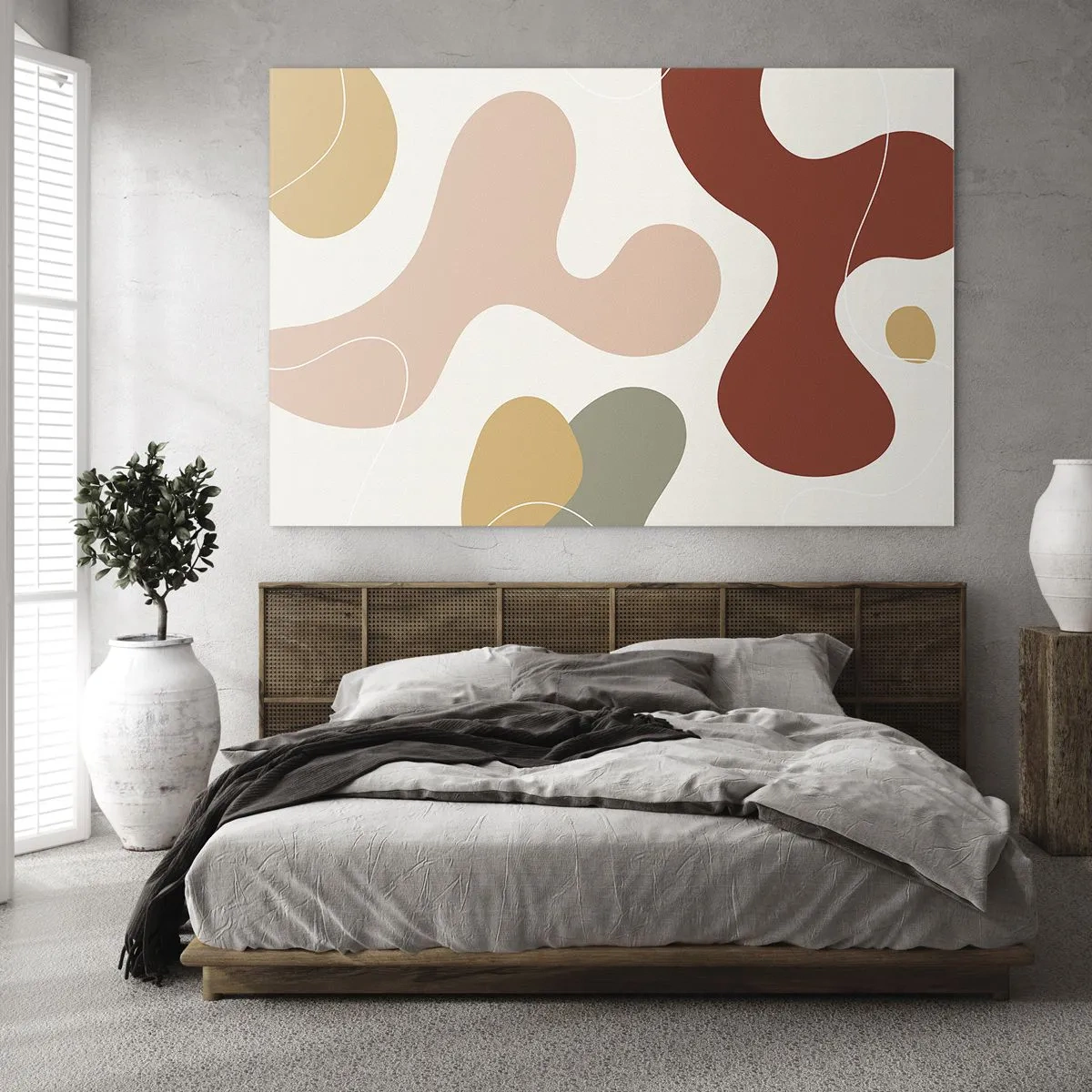 Impression sur verre - Image sur verre - Composition abstraite de formes organiques - 70x50cm - Entrelac - Décoration murale moderne pour le salon et la chambre ARTTOR