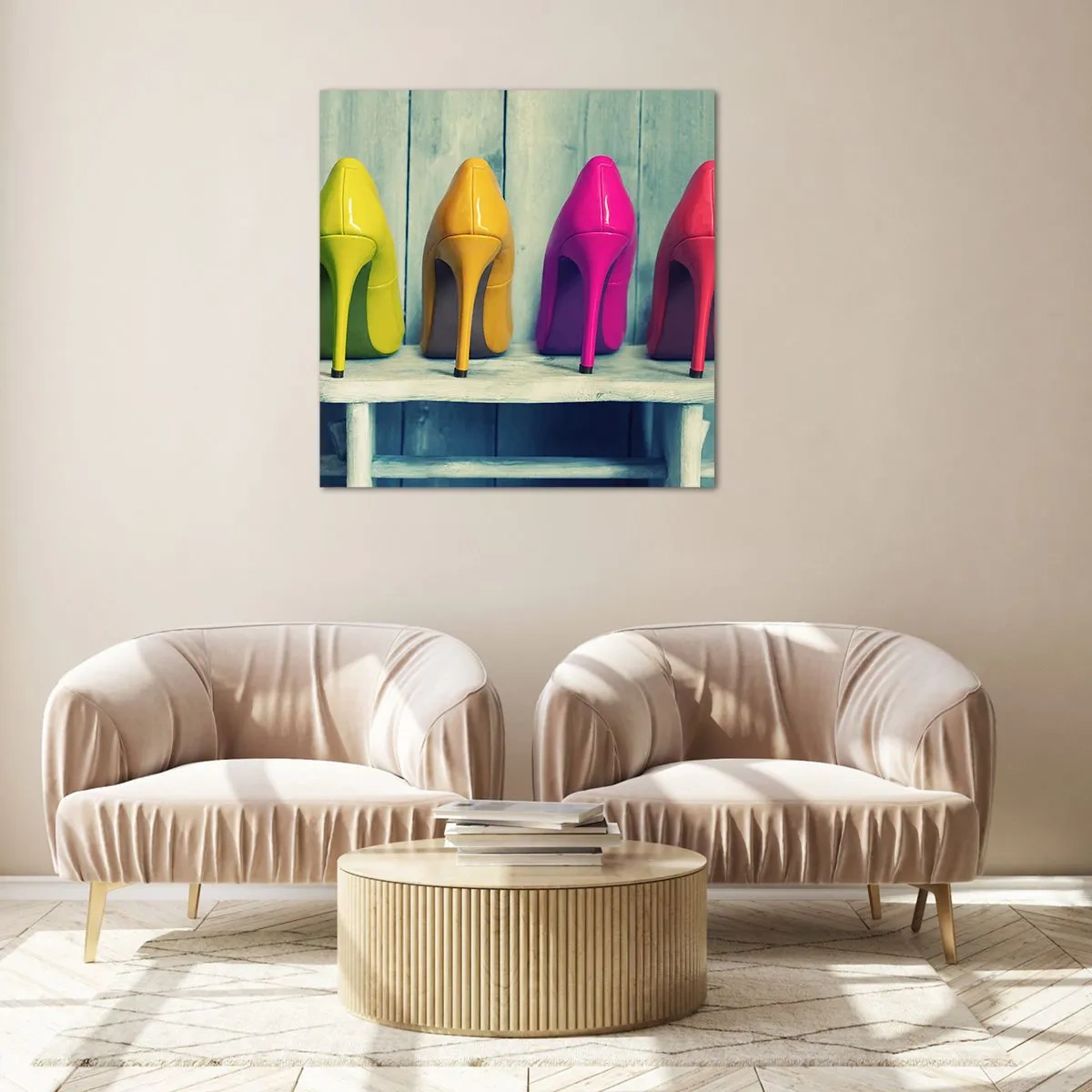 Impression sur verre - Image sur verre - Promenade sur l'arc-en-ciel - 70x70 cm